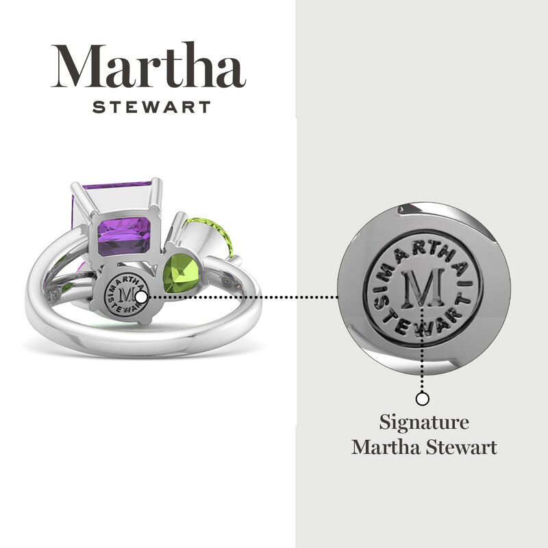 Martha Stewart 3 3/4ctw. Pink Sapphire, Peridot & Amethyst Three Stone Cluster Ring In Sterling Silver image number null